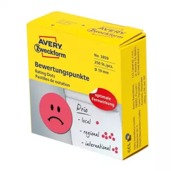 Etykieta samoprzylepna Avery 3859 Okrągła Permanentna Czerwona 250 szt.