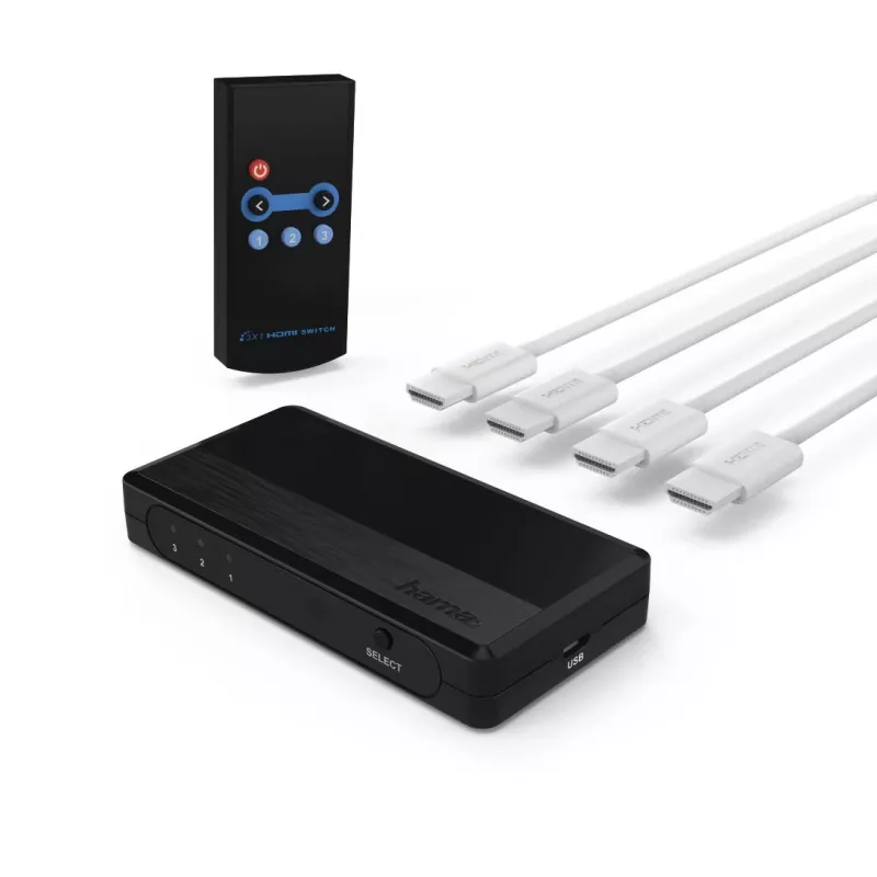 Hama 00121760 Przełącznik wideo HDMI Czarny 1080p DTS-HD Dolby Digital