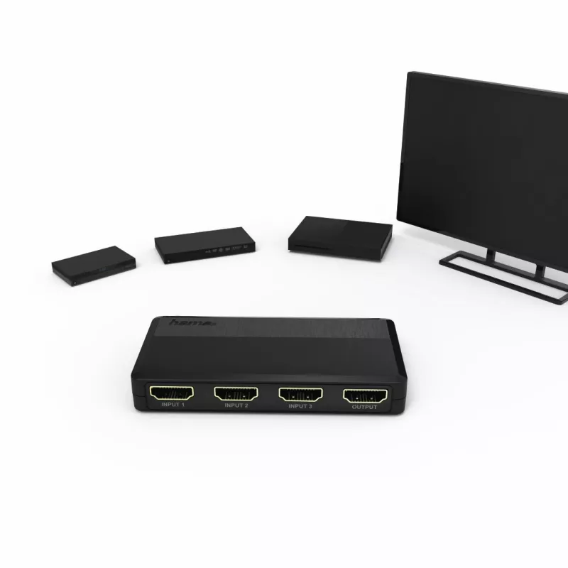 Hama 00121760 Przełącznik wideo HDMI Czarny 1080p DTS-HD Dolby Digital