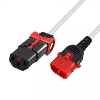 ACT Powercord C13 IEC Lock+ - C14 IEC Lock Dual Locking biały 0,5 m, PC3606