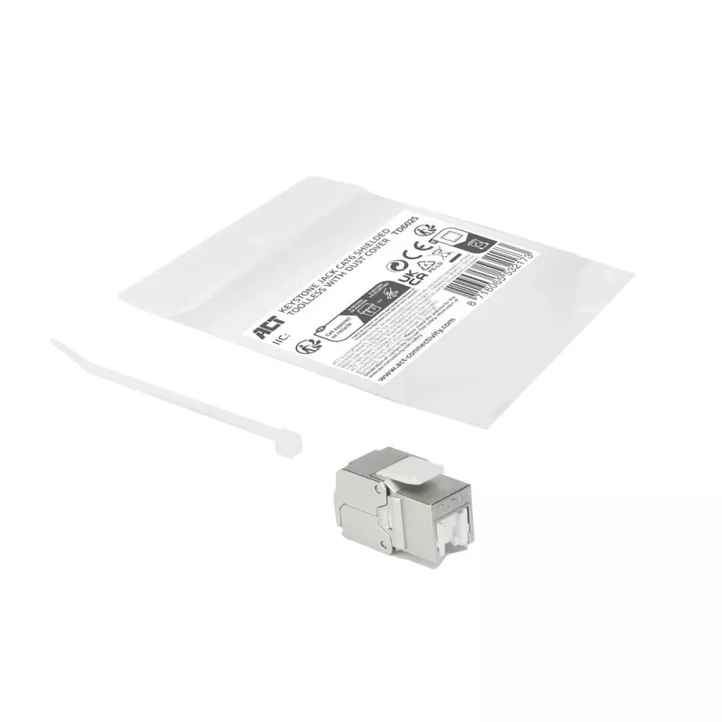 ACT Keystone Jack RJ45 CAT6 ekranowany beznarzędziowy z migawką Srebrno-Biały