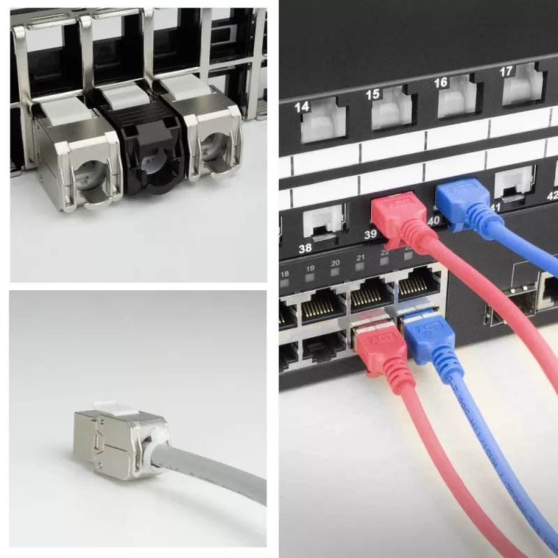 ACT Keystone Jack RJ45 CAT6 ekranowany beznarzędziowy z migawką Srebrno-Biały