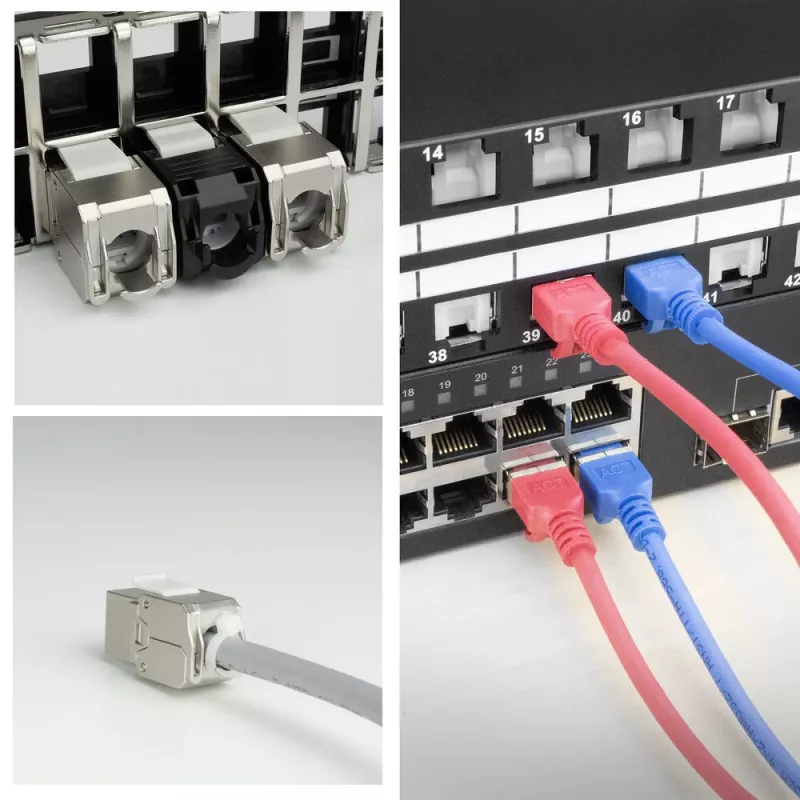 ACT Keystone Jack RJ45 CAT6A Ekranowany Bez Narzêdziowy z osłoną przeciwkurzową