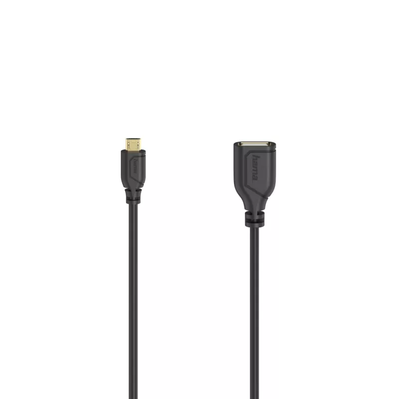 Hama Flexi-cienki Kabel USB USB 2.0 0,15 m Micro-USB A USB A Czarny