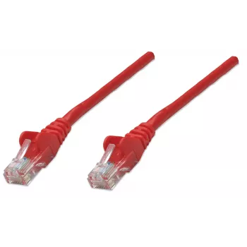 Intellinet Network kabel krosowy, Cat5e, 0.5m, czerwony, CCA, U/UTP, PVC, RJ45, pozłacane styki, snagless, osłonięte, dożywotnia gwarancja