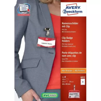 Etykieta nieprzylepna AVERY 4822 przezroczysta biała prostokąt 32 szt.