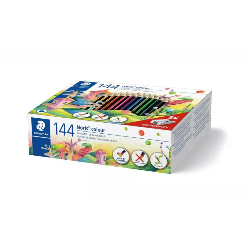 Kredki akwarelowe Staedtler Noris colour 185 — 144 szt., mieszanka 12 kolorów