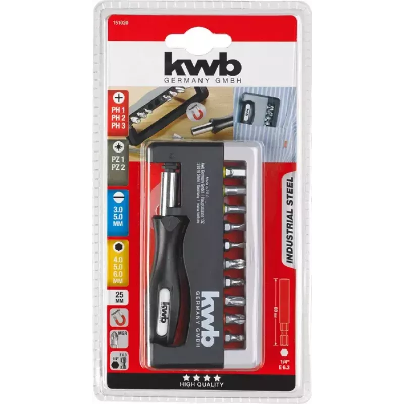 Zestaw bitów wkrętakowych KWB Industrial Steel Standard Handy Bit Box