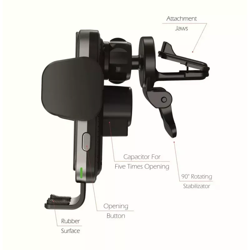Samochodowa ładowarka bezprzewodowa i uchwyt SWISSTEN W2-AV5, ładowanie Qi 15W, kabel Micro USB 1,2 m