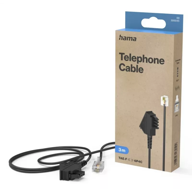 Hama 00300045 kabel telefoniczny 3 m Czarny