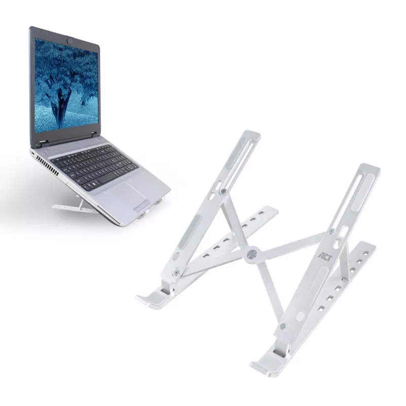 Składana podstawa pod laptop ACT, aluminium, 7-stopniowa regulacja wysokości