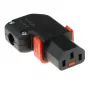 Złącze kątowe ACT C13 IEC Lock+ wielokrotnego użytku, czarne, PA130100RBK