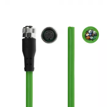 ACT Industrial 3,00 m kabel czujnika M12A 8-pin żeński na otwarty koniec, kabel Ultraflex TPE, ekranowany