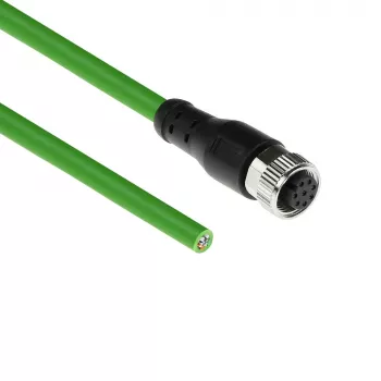 ACT Industrial 5,00 metrów Kabel sensoryczny M12A 8-pinowy żeński do otwartego zakończenia, kabel Ultraflex TPE, ekranowany
