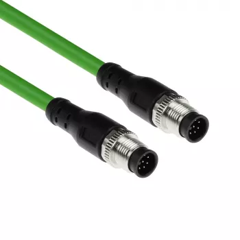 ACT Industrial 3,00 metry Kabel czujnika M12A 8-pin męski do M12A 8-pin męski, kabel Ultraflex TPE, ekranowany