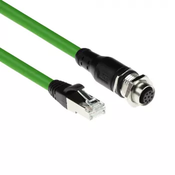 ACT Industrial 5.00 meters Sensor cable M12A 8-pin female to RJ45 male, Ultraflex SF/UTP TPE cable, shielded