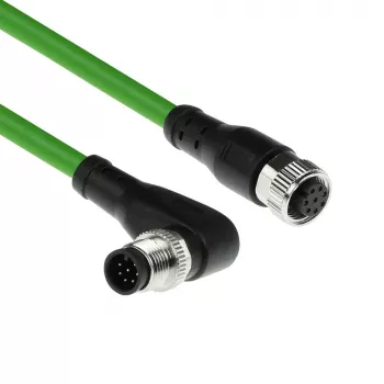 Przemysłowy kabel czujnikowy ACT 3,00 metry, M12A 8-pin męski kątowy do M12A żeński, kabel Ultraflex TPE, ekranowany