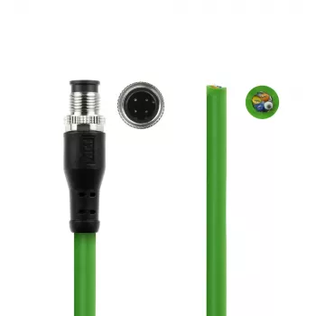 ACT Industrial 1,50-metrowy kabel czujnika M12D 4-stykowy męski do otwartego końca, kabel Superflex Xtreme TPE, ekranowany