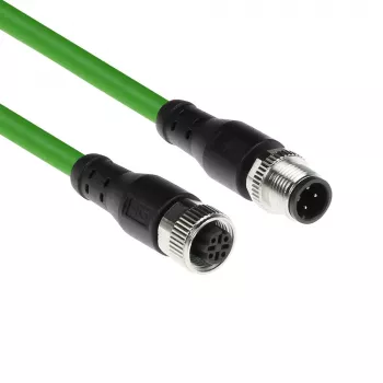 ACT Industrial 5.00 metrów przewód czujnika M12D 4-pin męski na M12D 4-pin męski, Superflex Xtreme kabel TPE, ekranowany