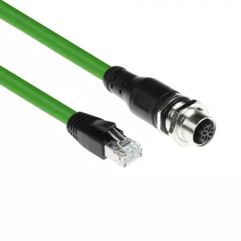 ACT Industrial 3,00 metrowy kabel czujnika M12D 4-pinowe gniazdo do obudowy na RJ45 męski, kabel Superflex Xtreme TPE, ekranowany
