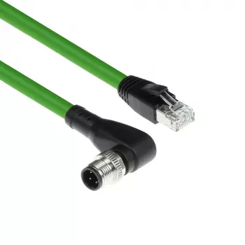 Kabel czujnikowy ACT Industrial 1,50 metra M12D 4-pin męski kątowy do RJ45 męski, kabel Superflex Xtreme TPE, ekranowany