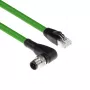 Kabel czujnikowy ACT Industrial 1,50 metra M12D 4-pin męski kątowy do RJ45 męski, kabel Superflex Xtreme TPE, ekranowany