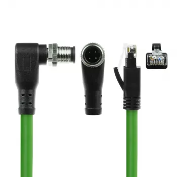 ACT Industrial 5.00 meters Sensor cable M12D 4-pin male right angled to RJ45 male, Superflex Xtreme TPE cable, shielded