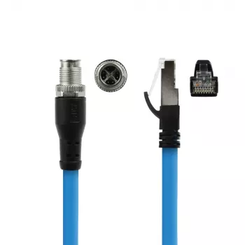 ACT Industrial 5,00 metrów kabel sensorowy M12X 8-pin męski na obudowę do RJ45, Superflex SF/UTP TPE, ekranowany