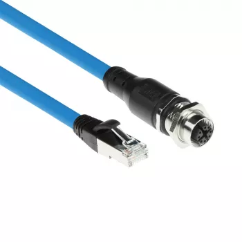 ACT Industrial 3.00 metrów kabel czujnika M12X 8-pinowe żeńskie gniazdo do RJ45, Superflex SF/UTP TPE kabel, ekranowany