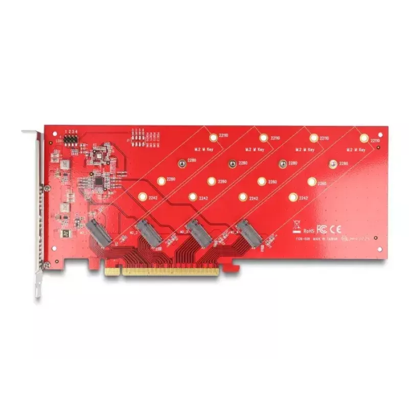 Karta DeLOCK PCI Express x16 na 4 wewnętrzne NVMe M.2 Key M 110 mm Bifurcation