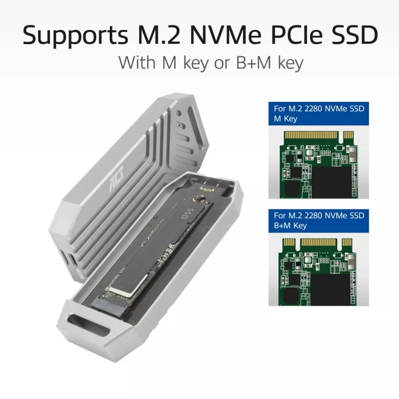 ACT USB 40 Gb/s M.2 2280 NVMe / PCIe SSD enclosure, beznarzędziowy
