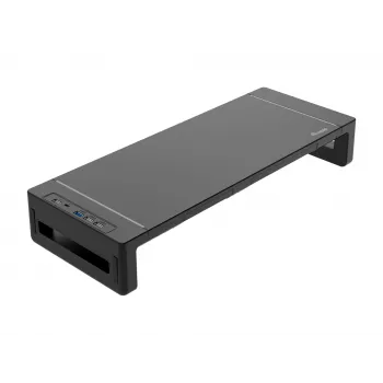 Podstawka pod monitor EQUIP Ergonomic Monitor Stand z USB (USB-A x4, USB-C x1), wolnostojąca, 25 kg, czarna