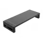 Podstawka pod monitor EQUIP Ergonomic Monitor Stand z USB (USB-A x4, USB-C x1), wolnostojąca, 25 kg, czarna