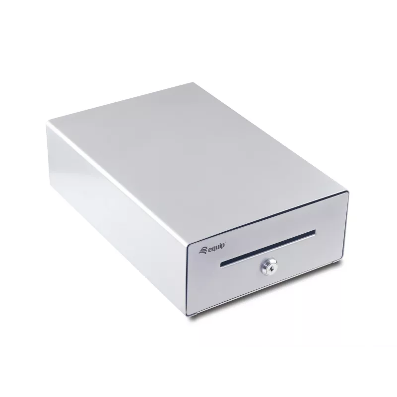 Equip Szuflada kasowa do systemu punktu sprzedaży (POS), 4 przegrody na banknoty / 4 na monety, wyjmowane przegródki na monety, złącze RJ11, aluminium