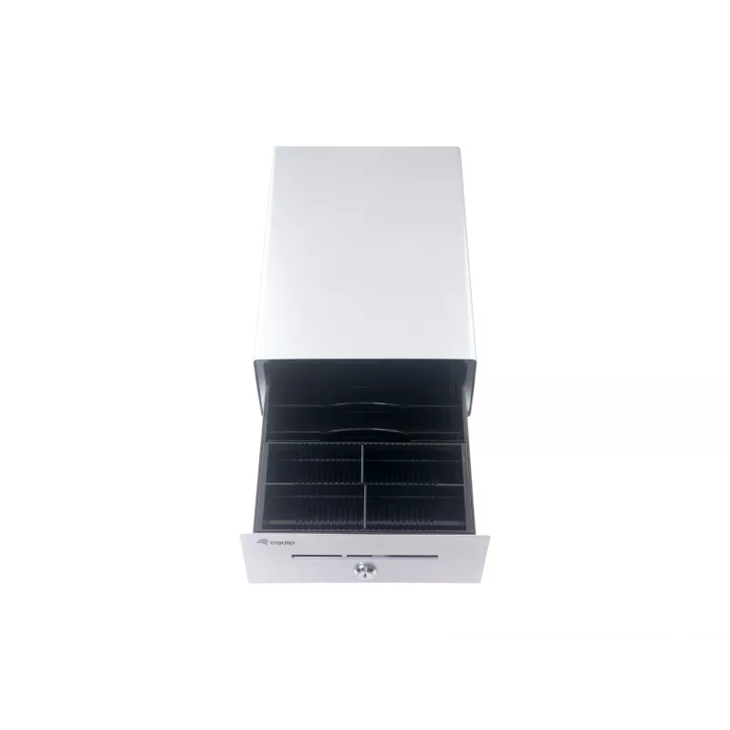Equip Szuflada kasowa do systemu punktu sprzedaży (POS), 4 przegrody na banknoty / 4 na monety, wyjmowane przegródki na monety, złącze RJ11, aluminium