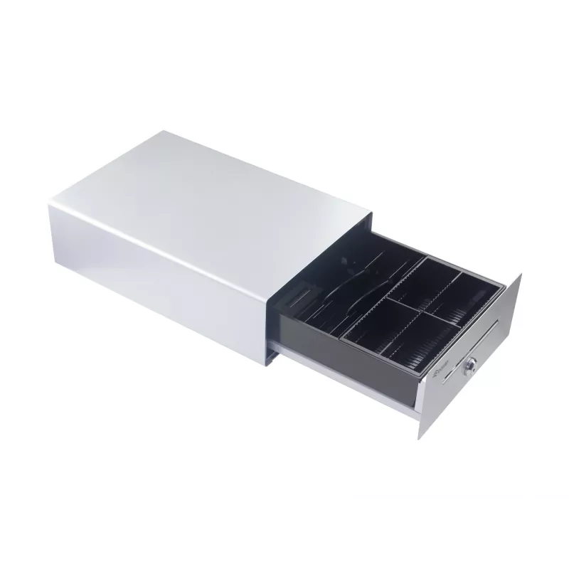Equip Szuflada kasowa do systemu punktu sprzedaży (POS), 4 przegrody na banknoty / 4 na monety, wyjmowane przegródki na monety, złącze RJ11, aluminium