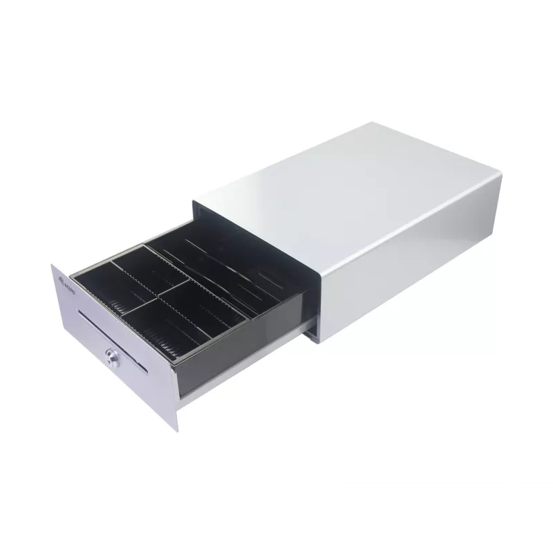 Equip Szuflada kasowa do systemu punktu sprzedaży (POS), 4 przegrody na banknoty / 4 na monety, wyjmowane przegródki na monety, złącze RJ11, aluminium