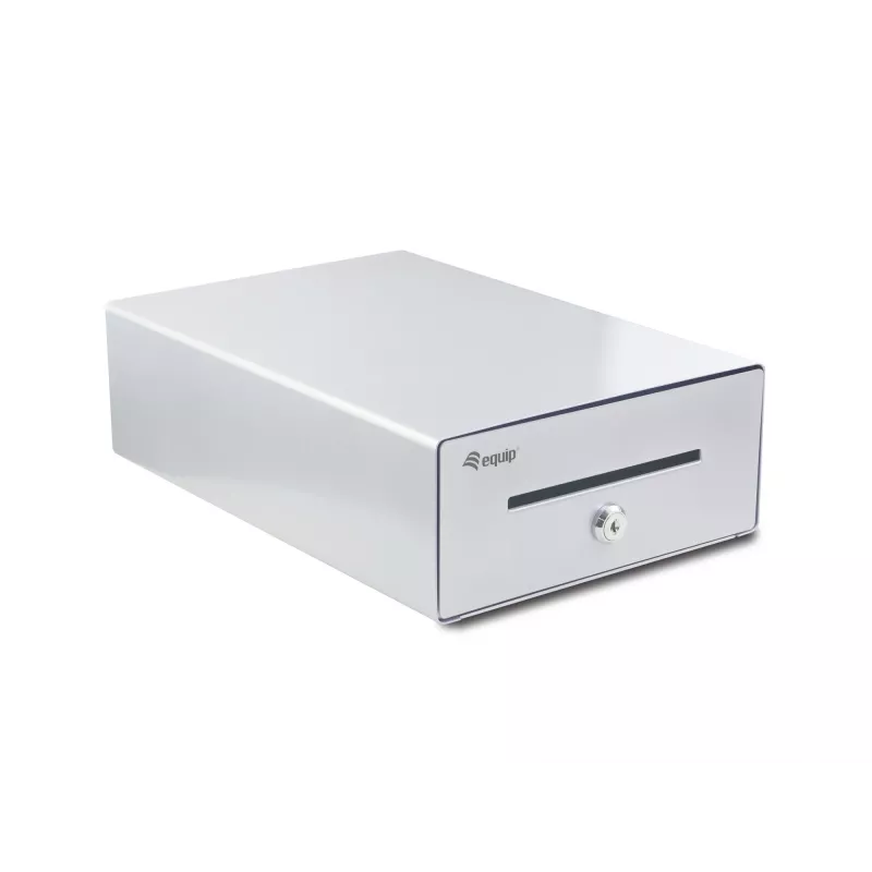 Equip Szuflada kasowa do systemu punktu sprzedaży (POS), 4 przegrody na banknoty / 4 na monety, wyjmowane przegródki na monety, złącze RJ11, aluminium