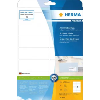 Address labels Premium HERMA 5076 A4 99.1x38.1 mm