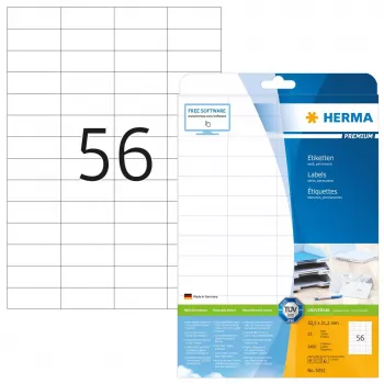Etykiety HERMA Premium A4 52,5x21,2 mm biały papier mat 1400 szt.