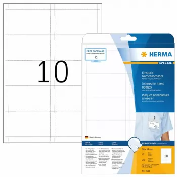Wkładki do identyfikatorów HERMA A4 90x54 mm biały karton 250 szt.