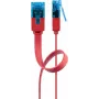 Płaski kabel krosowy Goobay CAT 6A U/UTP czerwony 0.5 m