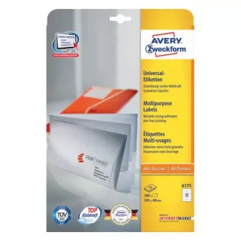 Samoprzylepne etykiety prostokątne Avery Zweckform 6175 — Trwały biały, 300 szt.