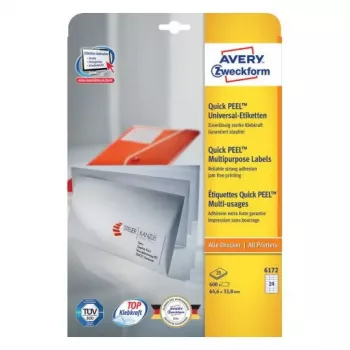 Etykiety samoprzylepne Avery Zweckform 6172 — Prostokątne, Trwałe, Białe, 600 szt.