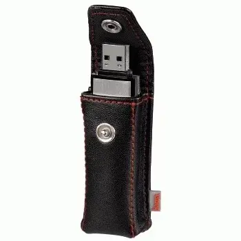 Etui Hama USB Stick Case „Fashion”, czarne etui na pamięć USB Skóra ekologiczna Czarny, Czerwony