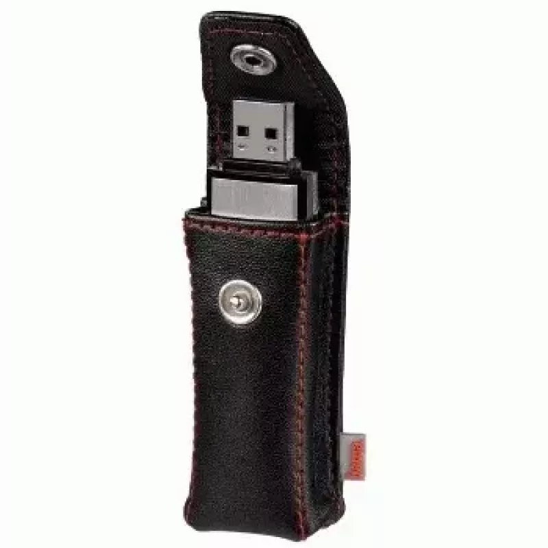 Etui Hama USB Stick Case „Fashion”, czarne etui na pamięć USB Skóra ekologiczna Czarny, Czerwony