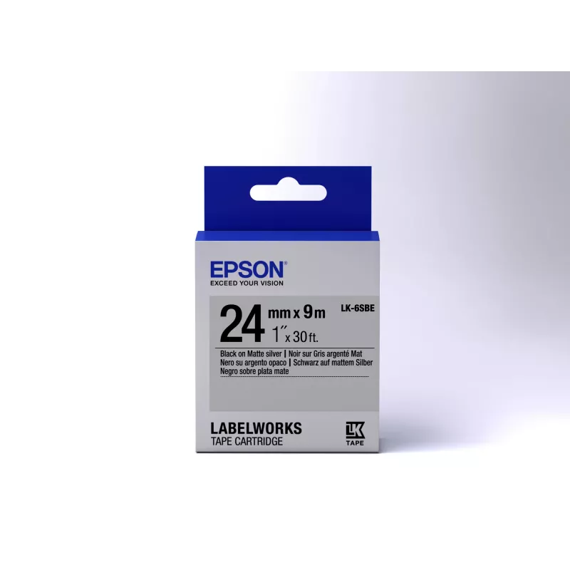 Kaseta z etykietami Epson Matte LK-6SBE Czarny/Matt srebrny 24 mm (9 m)
