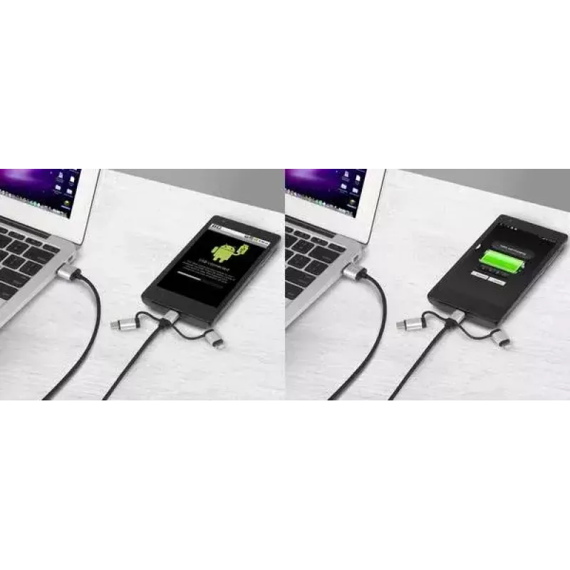 Kabel USB Renkforce RF-4600467 0.5m USB A USB C/Micro-USB B/Lightning Szary