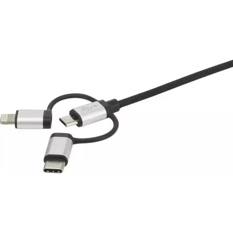 Kabel USB Renkforce RF-4600467 0.5m USB A USB C/Micro-USB B/Lightning Szary