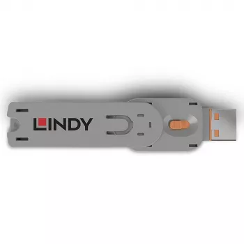 Lindy Klucz do blokady portu USB typu A, pomarańczowy, Blokada portu, USB typu A, Pomarańczowy, Akrylonitryl-butadien-styren (ABS), 1 szt., Poliworek
